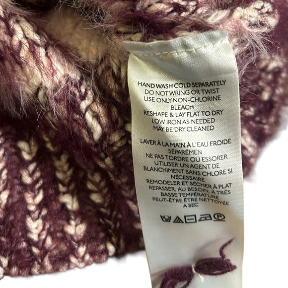 PILCRO Anthropologie Eyelash Sweater Tee Striped XS Slightly Cropped Pink Mauve - Picture 5 of 7